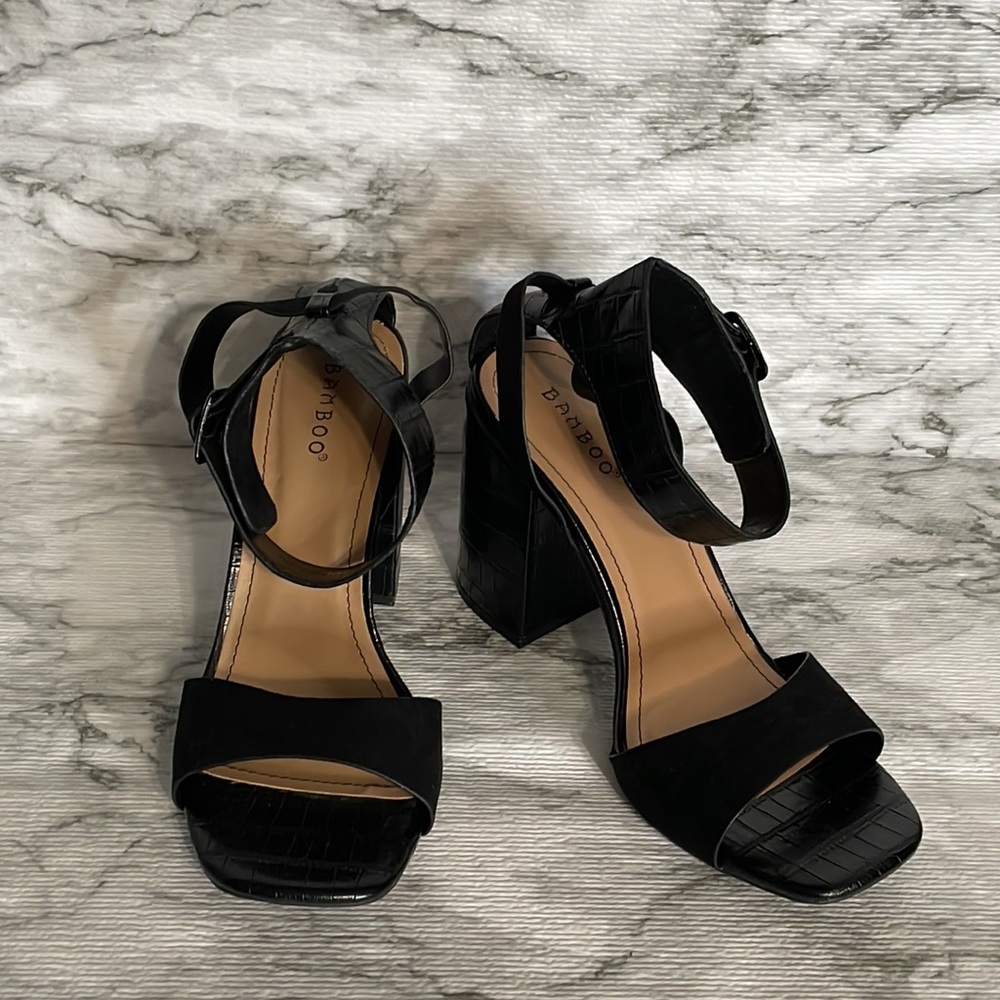 Bamboo, block heel sandals,